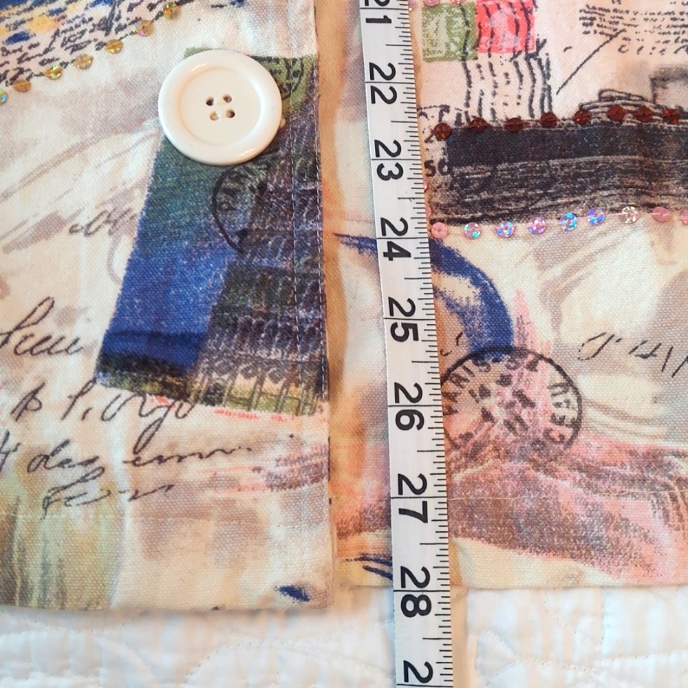 * CJ Banks European Postcard Button Up Jacket with Sequins, Size 3X, Like New - Picture 9 of 9
